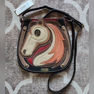 CHALA horse crossbody purse- red
